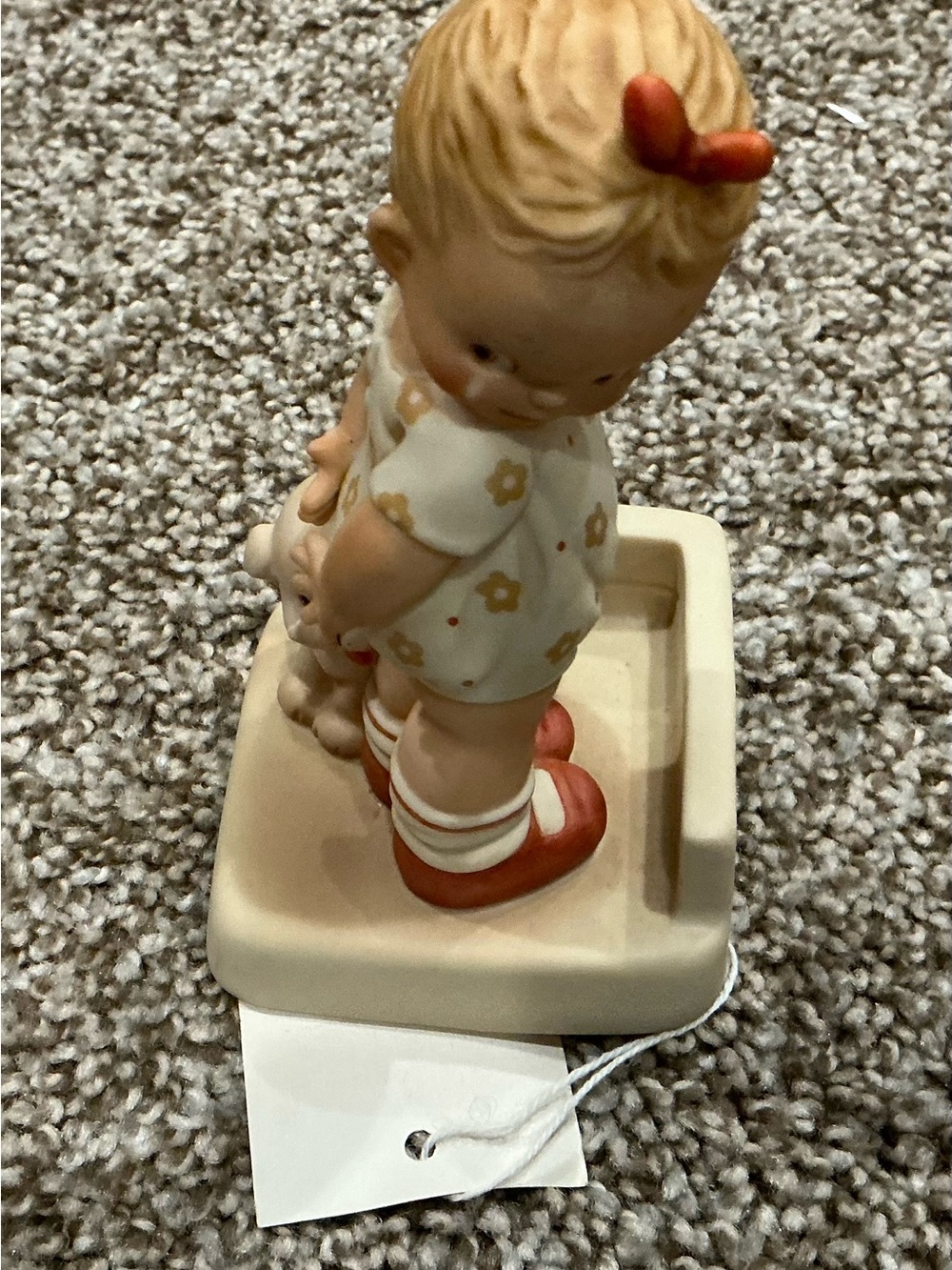 Enesco Cream Figurine with Red Shoes and Hair Bow